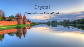  Presentation with poland - Presentation theme with malbork castle over the nogat river at sunset poland background and a light blue colored foreground