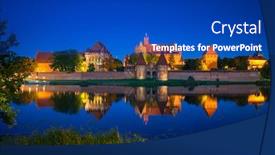  Presentation with castle - Presentation with malbork-castle-over-the-nogat background and a royal blue colored foreground