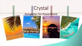  Presentation with maldives - Beautiful PPT theme featuring maldives beach images my photos on clothespins isolated on white background backdrop and a sky blue colored foreground
