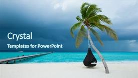  Presentation with shells beach summer holiday - Presentation featuring maldives beach resort panoramic landscape background and a ocean colored foreground