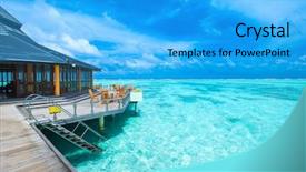 Presentation with water ocean - Theme featuring maldives water bungalow on ocean background and a cyan colored foreground