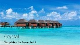  Presentation with luxury resort - Presentation theme enhanced with maldives-water-bungalows-resort background and a cyan colored foreground