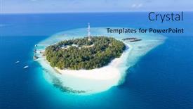  Presentation with paradise island - Theme with maldivian-island-paradise-in-tropics background and a light blue colored foreground