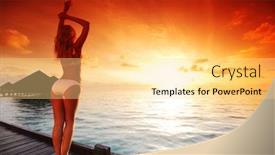 Presentation with pier at sunset - Theme with maldivian-sunset background and a blonde colored foreground