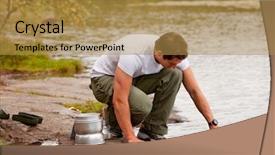  Presentation with fresh water - Theme featuring male adult fetching fresh water background and a gold colored foreground