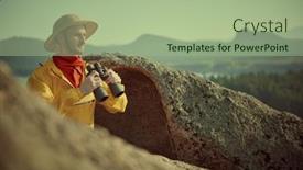  Presentation with space travel - Slide set consisting of male-adventurer-looks background and a  colored foreground