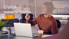  Presentation with creative marketing - Presentation design with male-advertising-marketing-or-design background and a coral colored foreground