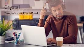  Presentation with creative marketing - Colorful presentation theme enhanced with male-advertising-marketing-or-design backdrop and a coral colored foreground