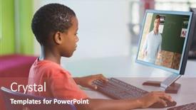  Presentation with distance learning - Theme enhanced with male-african-american-student-having background and a coral colored foreground