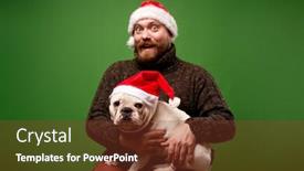  Presentation with santa - Cool new PPT layouts with male-and-dog-in-santa backdrop and a tawny brown colored foreground