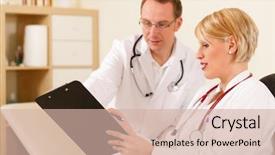  Presentation with lab test - PPT theme consisting of lab results - two doctors - male background and a soft green colored foreground