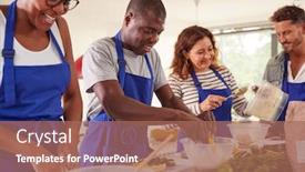  Presentation with students - Amazing theme having male-and-female-adult-students backdrop and a coral colored foreground