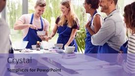  Presentation with measuring - PPT layouts enhanced with male-and-female-adult-students background and a violet colored foreground