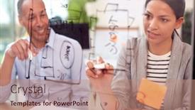  Presentation with transparent screen - PPT theme having male-and-female-architects-working background and a coral colored foreground