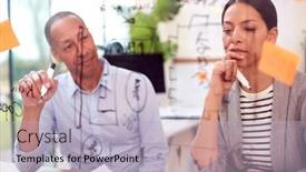  Presentation with transparent screen - Slide set featuring male-and-female-architects-working background and a light blue colored foreground