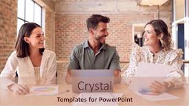  Presentation with busy - Theme featuring male-and-female-business-colleagues background and a coral colored foreground