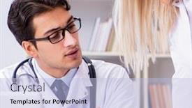  Presentation with discussion - Theme having male-and-female-doctor-having background and a light blue colored foreground