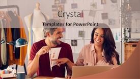  Presentation with designs - Beautiful presentation featuring male-and-female-fashion-designers backdrop and a soft green colored foreground