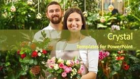  Presentation with female - Presentation theme having male-and-female-florists background and a tawny brown colored foreground