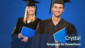  Presentation with students - Theme consisting of male and female graduate students background and a  colored foreground