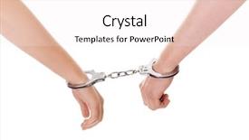  Presentation with handcuffed - PPT theme enhanced with cuffed - male and female handcuffed background and a white colored foreground