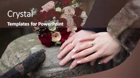  Presentation with wedding rings - PPT layouts with male-and-female-hands background and a tawny brown colored foreground