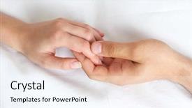  Presentation with fabric - PPT layouts enhanced with male and female hands on white fabric background background and a sky blue colored foreground