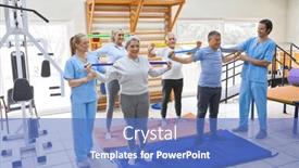  Presentation with resistance - Presentation design consisting of male-and-female-instructors-assisting background and a  colored foreground