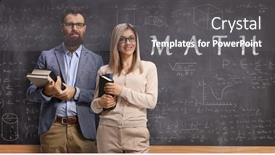  Presentation with math teacher - Colorful slides enhanced with male-and-female-math-teacher backdrop and a gray colored foreground