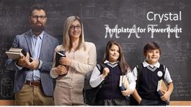  Presentation with teachers - Presentation with male-and-female-math-teachers background and a dark gray colored foreground