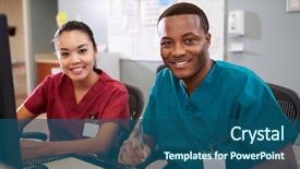  Presentation with male nurse - Amazing slides having male and female nurse working backdrop and a ocean colored foreground
