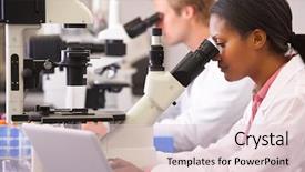  Presentation with scientist - Audience pleasing slide set consisting of mission goals target aspirations motivation strategy concept backdrop and a gray colored foreground