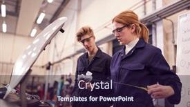  Presentation with female mechanic - PPT theme consisting of male-and-female-students-checking background and a wine colored foreground