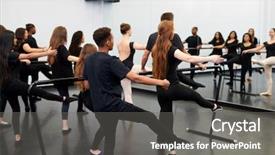  Presentation with performing arts - Presentation design enhanced with male and female students background and a gray colored foreground