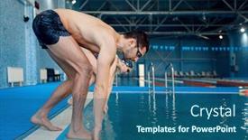  Presentation with female - Colorful PPT theme enhanced with male-and-female-swimmers backdrop and a ocean colored foreground