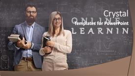  Presentation with teachers - PPT layouts having male-and-female-teachers background and a gray colored foreground