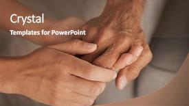  Presentation with caring hands - Presentation featuring male and young female hands background and a tawny brown colored foreground