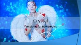  Presentation with angel - Slides enhanced with male angel cupid with a bow and arrows of love valentine's day love concept background and a light blue colored foreground