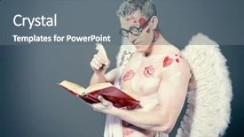  Presentation with angel - Beautiful slide set featuring male angel cupid backdrop and a gray colored foreground