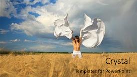  Presentation with angel wings - Presentation with male angel with white wings on wheat field background and a gold colored foreground