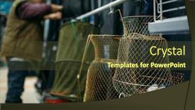  Presentation with fishing net - Slide deck having male-angler-choosing-net background and a tawny brown colored foreground