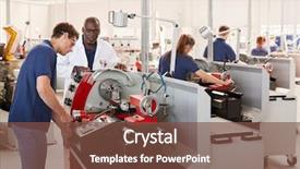  Presentation with mechanical engineering engineer tools - Amazing slide deck having male apprentice at his workstation backdrop and a tawny brown colored foreground