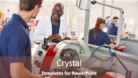  Presentation with apprentice - Amazing slide deck having male apprentice at his workstation backdrop and a tawny brown colored foreground