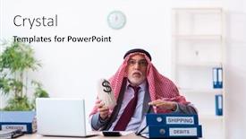  Presentation with retirement - Presentation design consisting of male-arab-bookkeeper-in-retirement background and a pink colored foreground