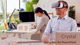  Presentation with new office - Presentation theme featuring male-architect-in-office-using background and a coral colored foreground