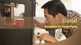  Presentation with architect - Presentation design consisting of 3d usa - male architect using 3d printer background and a tawny brown colored foreground