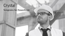  Presentation with hard work and growth - Slides having male architect wearing hard hat background and a light gray colored foreground