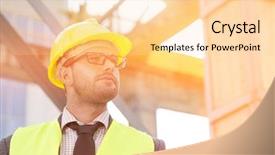  Presentation with hard work and growth - Cool new presentation design with male architect wearing hard hat backdrop and a lemonade colored foreground