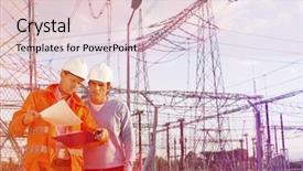  Presentation with electric plant - Colorful PPT theme enhanced with male architects reviewing documents together backdrop and a lemonade colored foreground