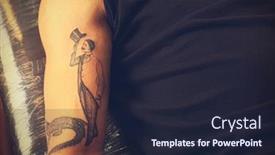  Presentation with tattoo - Presentation with male-arm-with-unfinished-tattoo background and a wine colored foreground